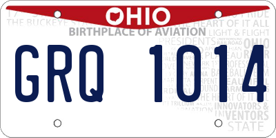 OH license plate GRQ1014