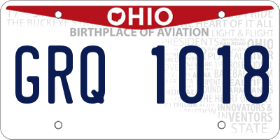 OH license plate GRQ1018