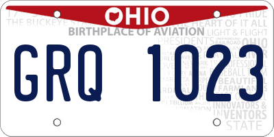OH license plate GRQ1023