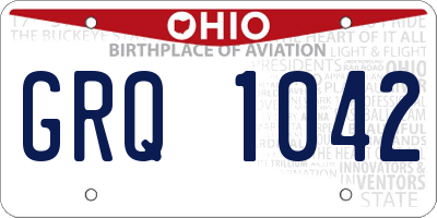 OH license plate GRQ1042