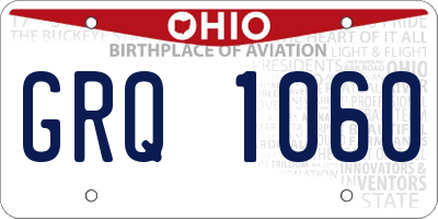 OH license plate GRQ1060