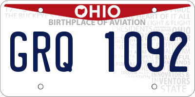 OH license plate GRQ1092