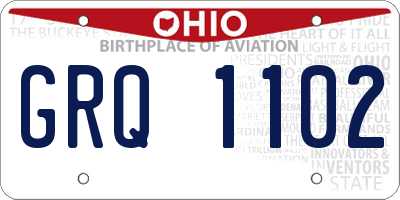 OH license plate GRQ1102