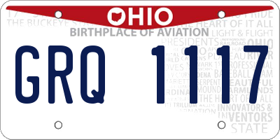 OH license plate GRQ1117