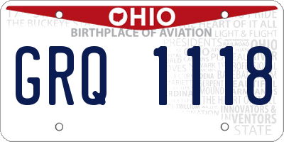 OH license plate GRQ1118