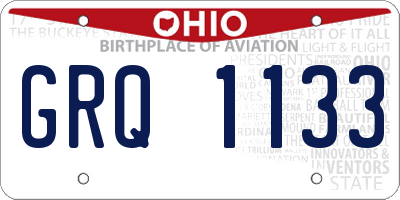 OH license plate GRQ1133