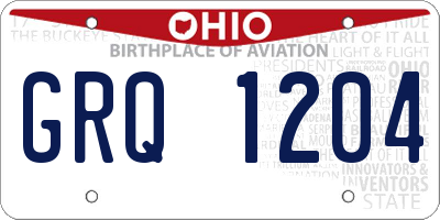 OH license plate GRQ1204