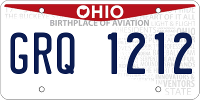 OH license plate GRQ1212