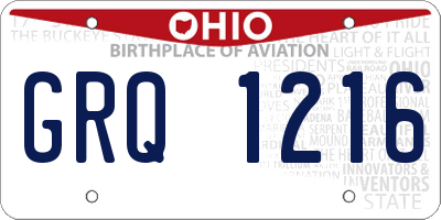 OH license plate GRQ1216
