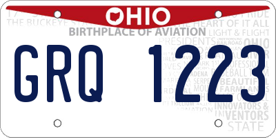 OH license plate GRQ1223