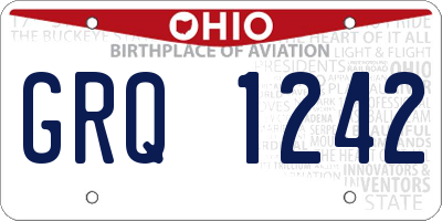 OH license plate GRQ1242