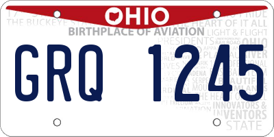 OH license plate GRQ1245