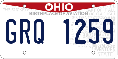 OH license plate GRQ1259