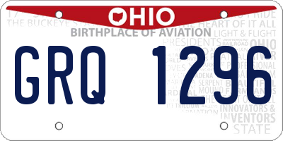 OH license plate GRQ1296