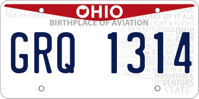 OH license plate GRQ1314