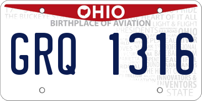 OH license plate GRQ1316