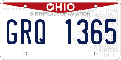 OH license plate GRQ1365