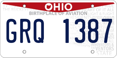 OH license plate GRQ1387