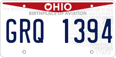 OH license plate GRQ1394