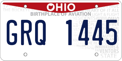 OH license plate GRQ1445
