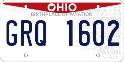 OH license plate GRQ1602