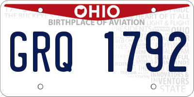 OH license plate GRQ1792