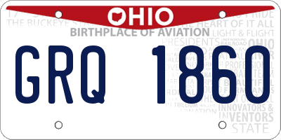 OH license plate GRQ1860