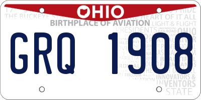 OH license plate GRQ1908