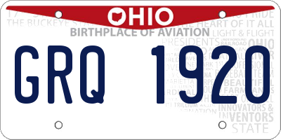 OH license plate GRQ1920