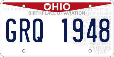 OH license plate GRQ1948