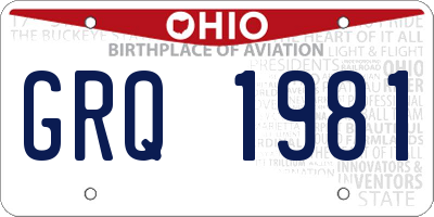 OH license plate GRQ1981