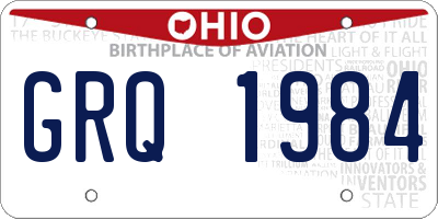 OH license plate GRQ1984