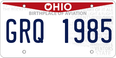 OH license plate GRQ1985