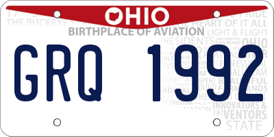 OH license plate GRQ1992