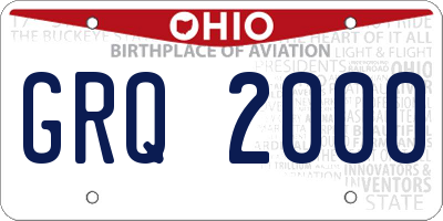 OH license plate GRQ2000