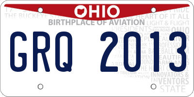OH license plate GRQ2013