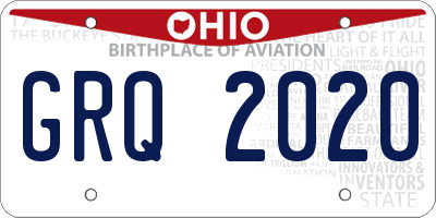 OH license plate GRQ2020