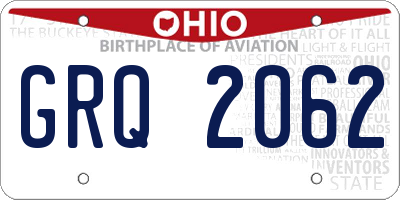 OH license plate GRQ2062