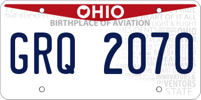 OH license plate GRQ2070