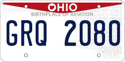 OH license plate GRQ2080