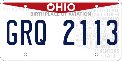 OH license plate GRQ2113