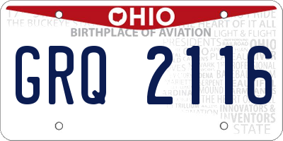 OH license plate GRQ2116