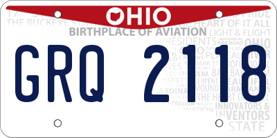 OH license plate GRQ2118