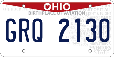 OH license plate GRQ2130
