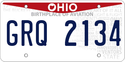 OH license plate GRQ2134