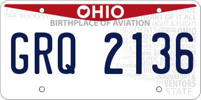 OH license plate GRQ2136
