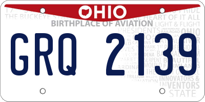 OH license plate GRQ2139