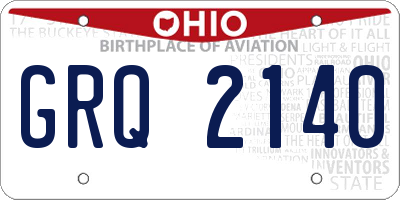 OH license plate GRQ2140