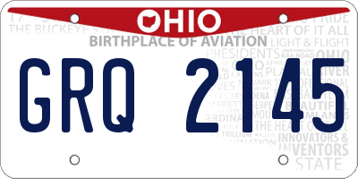 OH license plate GRQ2145