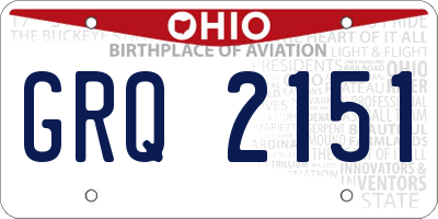 OH license plate GRQ2151